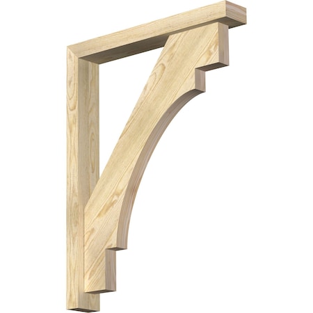 Ekena Millwork Merced Block Rough Sawn Bracket w/ Offset Brace, Douglas Fir, 4"W x 26"D x 34"H BKT0402X26X34MRC05RDF